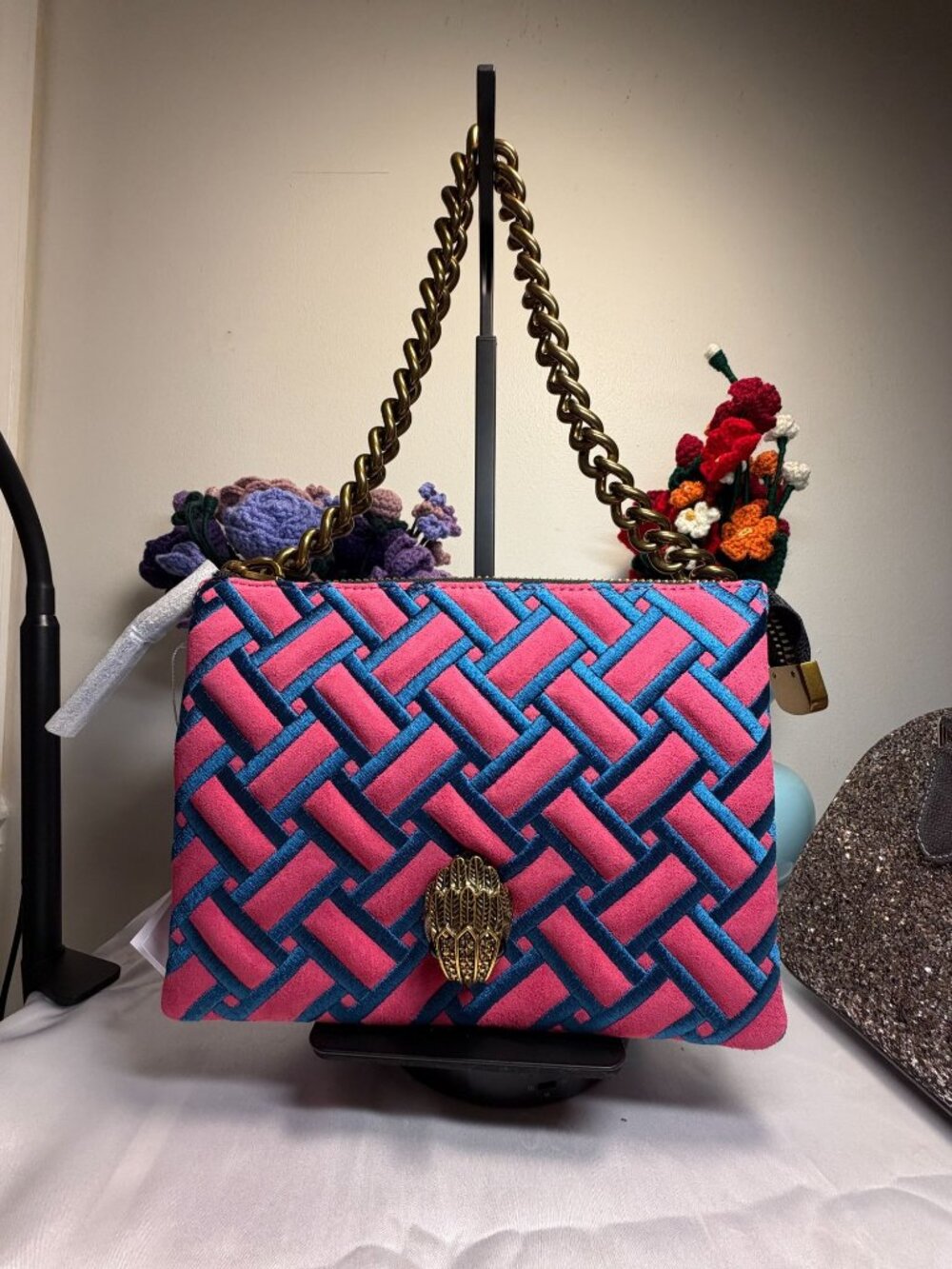 Kurt Geiger Kensington Pink & Blue Quilted Bag NWT